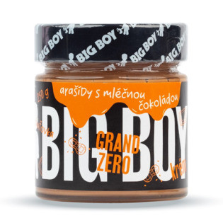 BigBoy Grand Zero mléčné - Arašídový krém s mléčnou čokoládou bez cukru 250 g - EXP. 20. 6. 2024